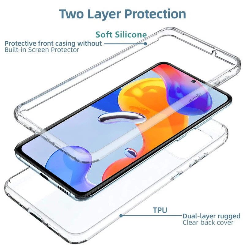 360 Case For Xiaomi Redmi Note 13 12 11 Pro 13T Poco X6 Double-sided Clear Cover - Image 3 of 4