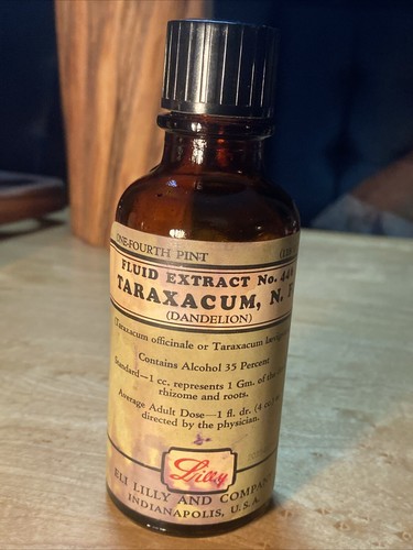 Vintage Taraxacum (Löwenzahnöl) Flasche von Eli Lilly & Co. One-Fourth Pint.