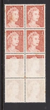 1966 1c RED BROWN QEII BLOCK OF 8 STAMPS WITH MAJOR OFFSET MNH