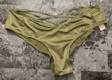 NWT VICTORIA'S SECRET GREEN SATIN SMOOTH STRAPPY BACK HIGH LEG CHEEKY PANTIES
