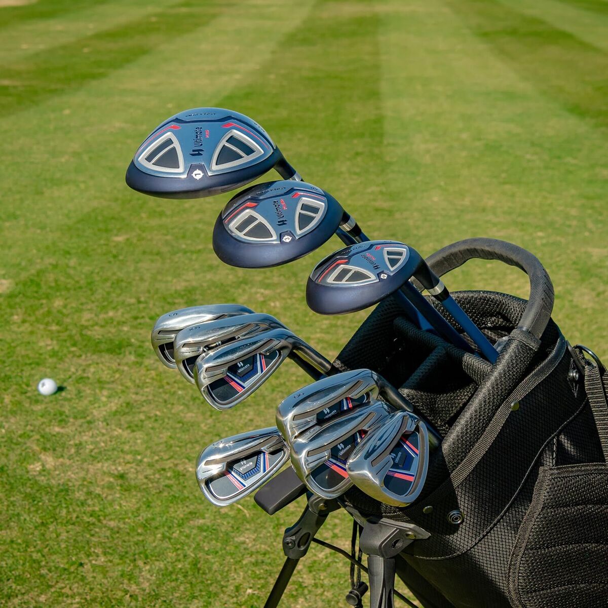 GYMAX Golf Club Set Men's 11 Clubs Right Handed Carbon Shaft with Caddy Bag and GYMAX Golf Club Set Men's 11 Clubs Right Handed Carbon Shaft with Caddy Bag and