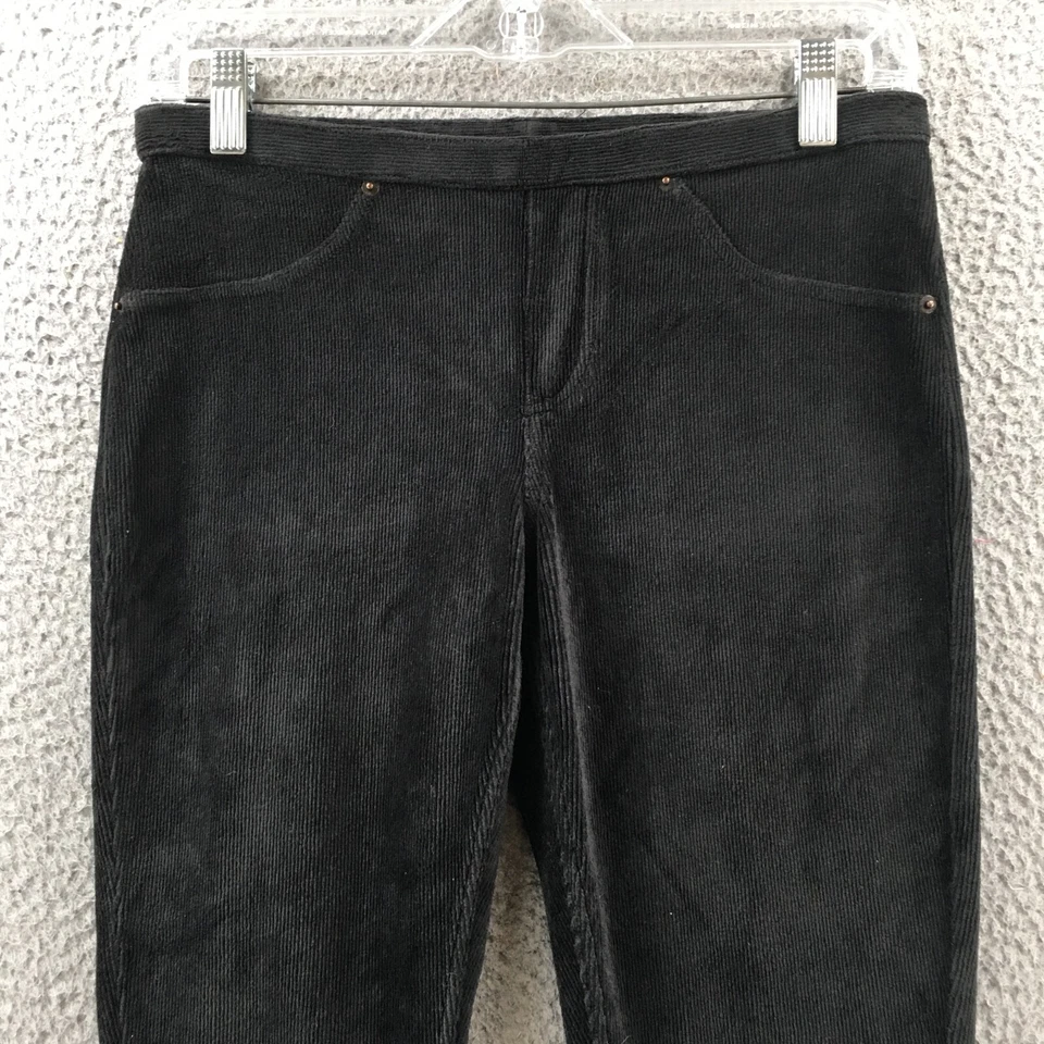 Hue Skinny Jegging Pants Womens (Actual 28X29.5) Black Mid Rise Pull On Corduroy - Image 2 of 4