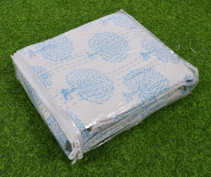 Colcha doble vintage edredón cama corredor árbol Kantha manta hippie boho de algodón Foto 2 de 4