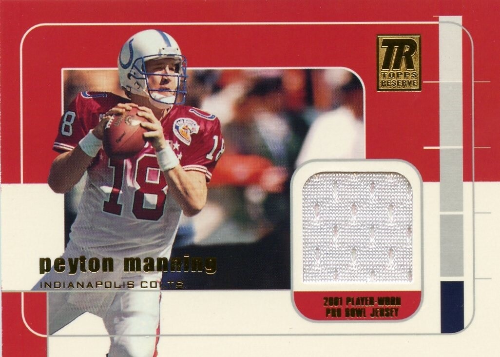 PEYTON MANNING WHITE 2001 TOPPS RESERVE PRO BOWL JERSEY CARD