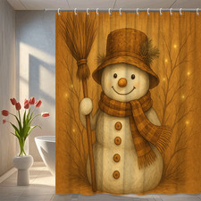 Charming Snowman Shower Curtain for Cozy Winter Decor