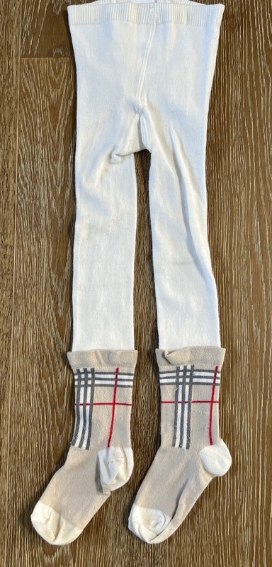 Burberry Girls Tights In Ivory/Tan Size 5-6 VGUC