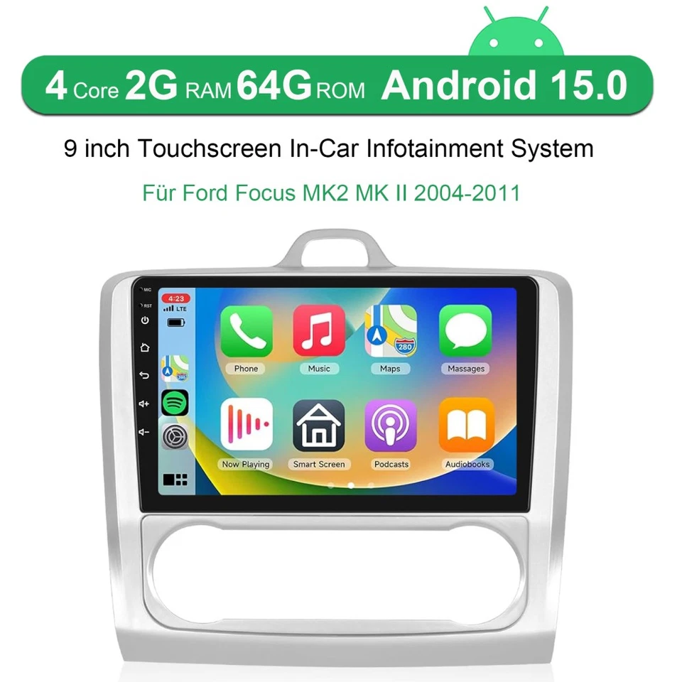 Für Ford Focus MK2 MK II 2004-2011 Android 15 Autoradio Carplay GPS Navi 2+64GB - Bild 2 von 4