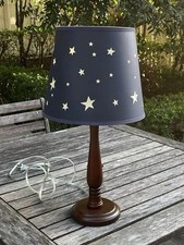 Pottery Barn Kids Candlestick Lamp with Star Cutout Shade in navy
