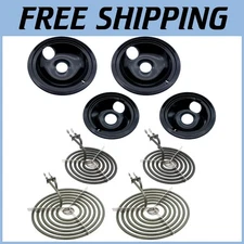 Porcelain Drip Pans and Surface Elements Set for GE Hotpoint