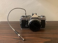 Olympus OM-1 SLR Silver 35mm Film Camera Body Cable Remote Japan Parts Or Repair