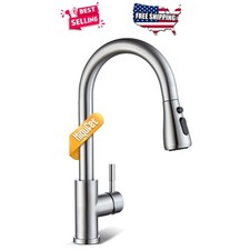 Kitchen Faucet Single Handle Pull Down Sprayer Brushed Nickel Deck Mount 1.8 GPM
