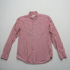 Frank & Oak Mens Flannel Button Up Shirt Size Medium Red Gingham Check Cotton
