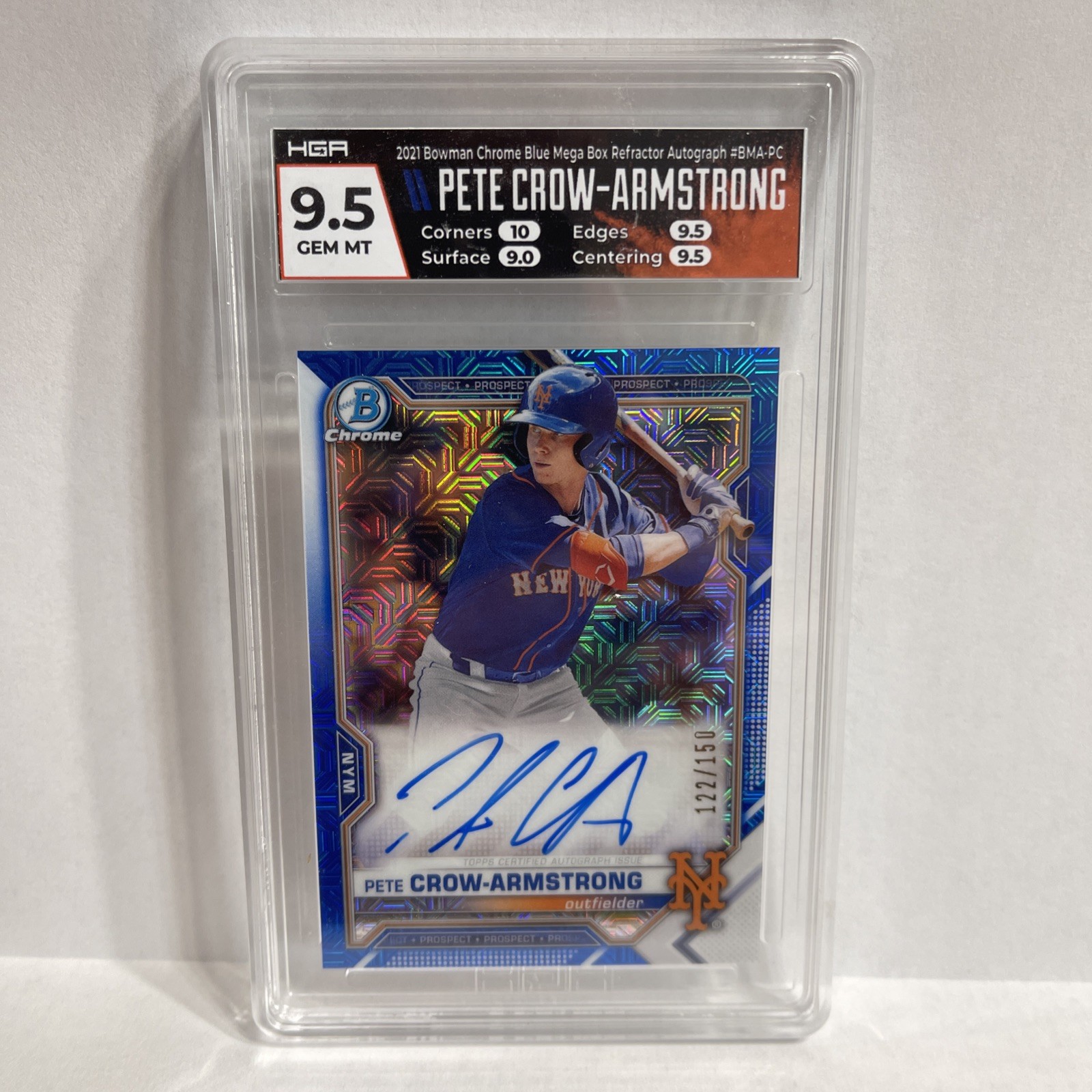 2021 Bowman  Mega Box Chrome Mojo Autographs  Blue /150 Pete Crow-Armstrong 9.5