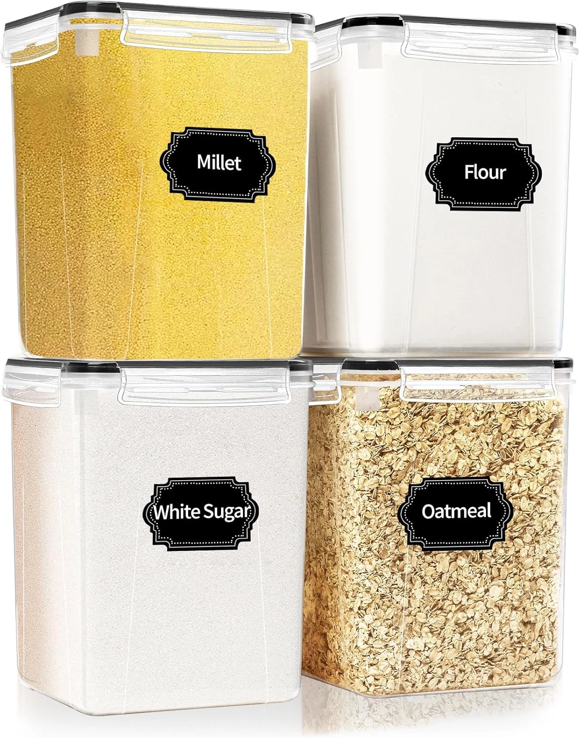 4 Pack Large Airtight Food Storage Containers with Lids (5.2L / 176Oz), BPA Free