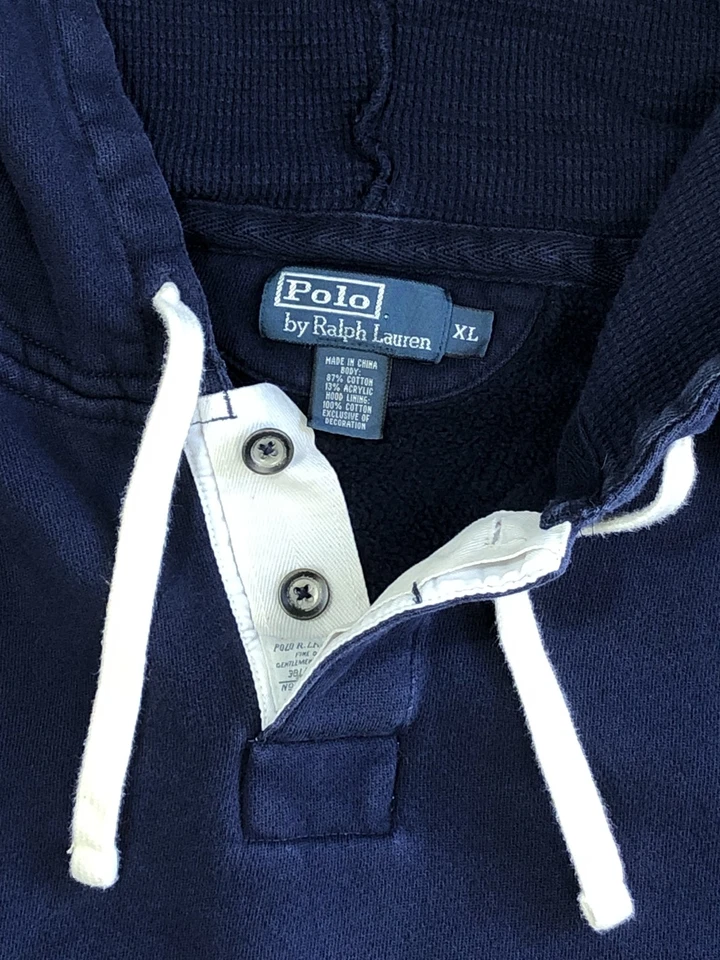Polo Ralph Lauren Hoodie Mens XL Bleecker Pullover Elbow Patch Vintage Style - Image 4 of 4