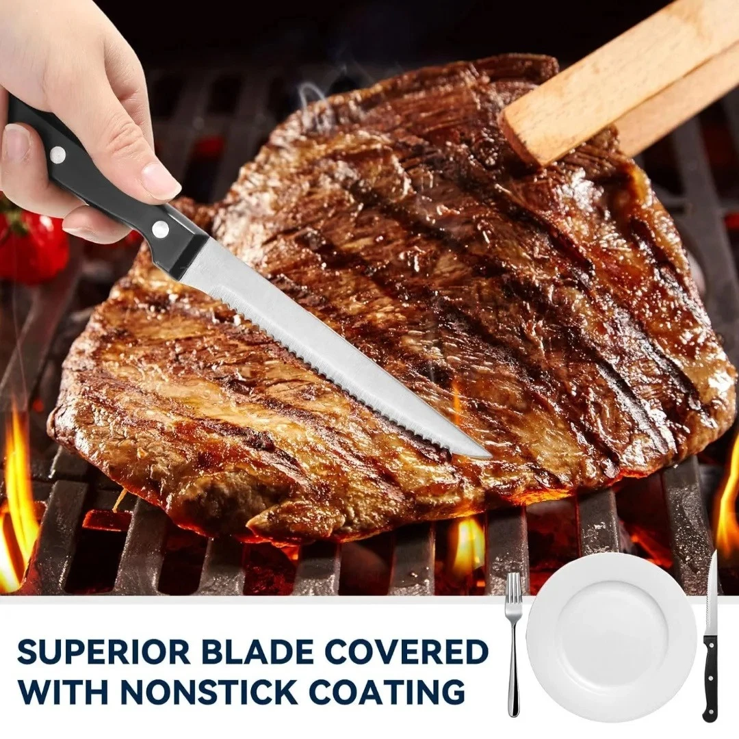 1/4/6/8/12 Pc Steak Knife Set Full Tang Serrated Beef Cleaver Stainless Steel
Opens in a new window