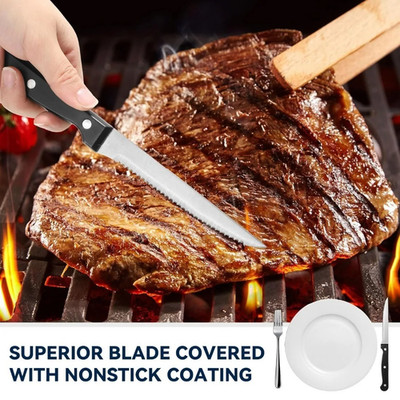 1/4/6/8/12 Pc Steak Knife Set Full Tang Serrated Beef Cleaver Stainless Steel