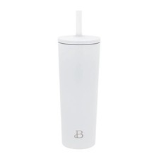 Beautiful 24oz No Drippy Sippy Stainless Steel Tumbler With Straw, White
