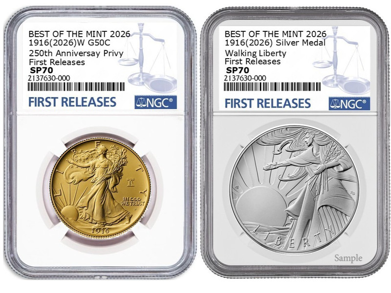 2026 W Walking Liberty Gold Coin &Silver Medal Set NGC SP70 FR W/OGP #379