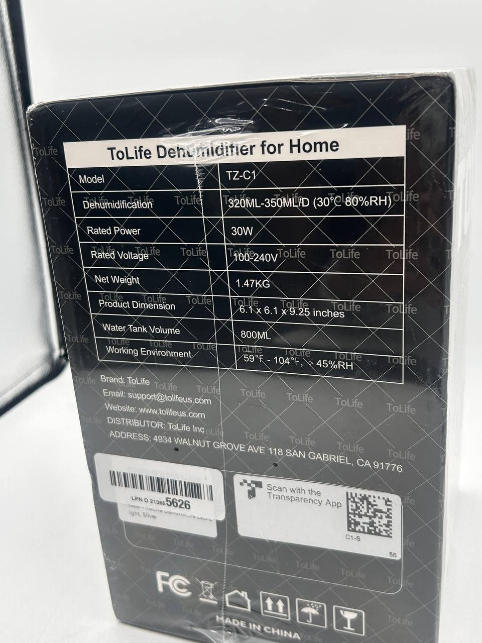 ToLife Portable Dehumidifier 30oz Tank Silver