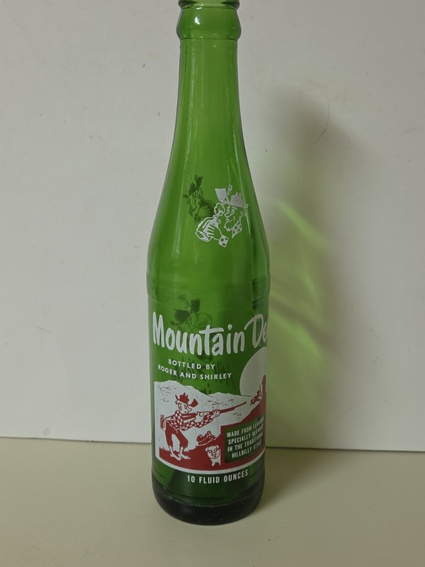 1965 Vintage Mountain Dew Hillbilly Bottle 10 Oz  Bottled By Roger And Shirley