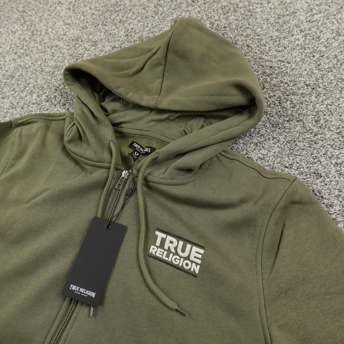 即購入可True Religionフーディー グリーン TRUERELIGION NEW True Religion Hoodie Mens XL Green Buddha Graphic Full Zip