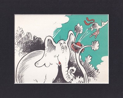 8X10'' Matted Print Art Picture: Dr. Seuss, Horton Hatches the Egg, Elephant