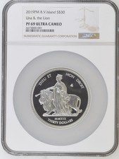 2019 UNA AND THE LION SILVER PROOF FIVE OUNCE 5 oz COIN - NGC TOP POP - NOT GOLD