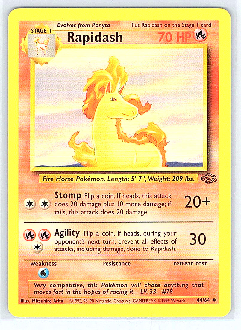 Rapidash 44/64 Jungle NM or LP Pokemon Card