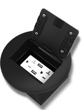 Standard Outlets Recessed Circular Floor Socket Kit with 2  20A USB A A Black