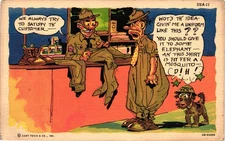 COMIC HUMOR Military Dog Mascot c1942 Postcard