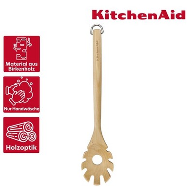 KitchenAid KQR712OHE Küchenlöffel Holzoptik Birkenholz Effizientes Abtropfen