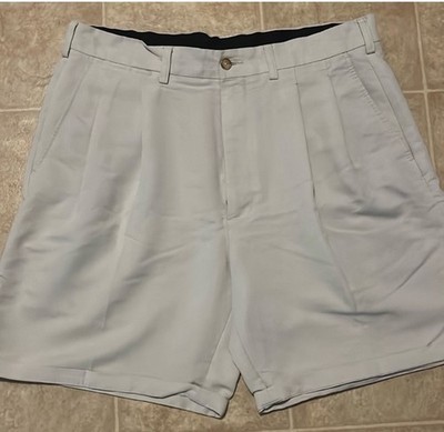 Callaway Mens Size 36 Khaki Golf Beige Chino Preppy Pleated Shorts Stretch