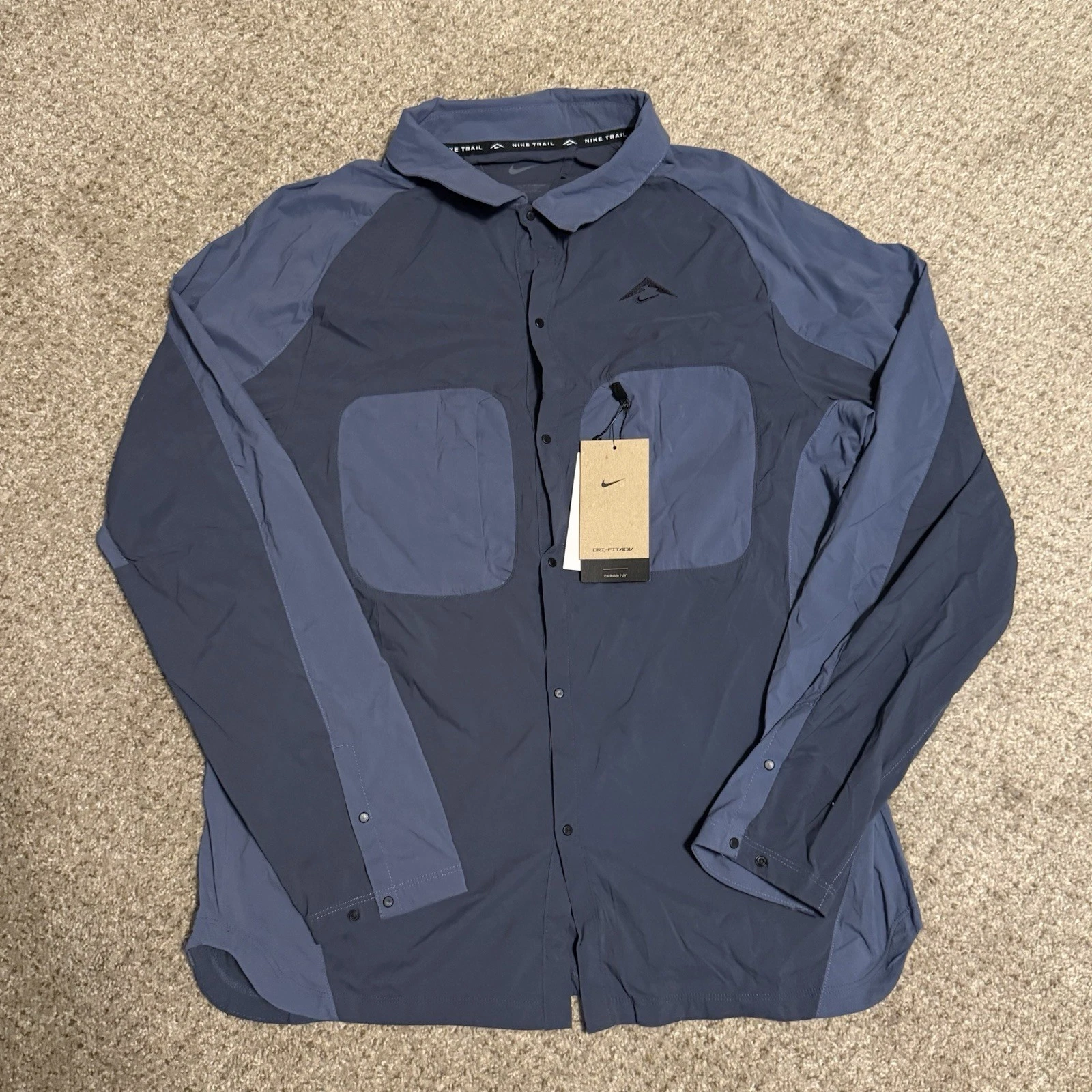 Nike Trail Dri-Fit ADV UV Running Shirt Jacket Blue Mens Size S NEW*HJ5079-437
