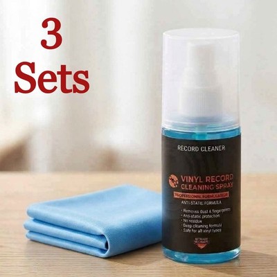 3 Flaschen x 200 ml Vinyl Schallplatte Reinigungsspray Flüssigkeit Lösung + Mikrofasertuch