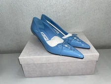 Jimmy Choo Scarlett 50 Patent Leather Pumps Women's US 8, Dusty Blue
