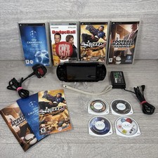 Sony PSP-1000 Handheld Console Bundle Working Piano Black With Charger & 4 Games