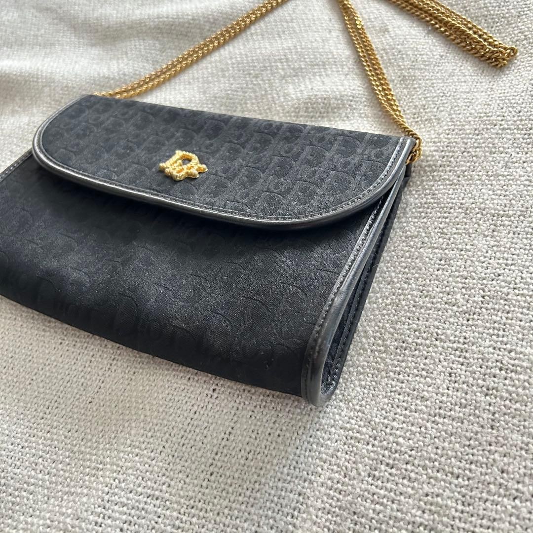 Christian Dior Shoulder Bag Canvas Metal Black Gold Women's From Japan Authentic thumbnail 12