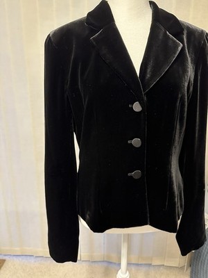 Y2K Rena Rowan Black Velvet 3 Button Jacket Women s Size 6