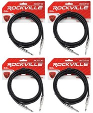 4 Rockville RCGT10B 10' 1/4" TS to 1/4'' TS Guitar/Instrument Cable
