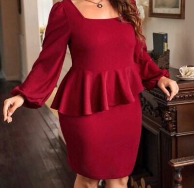 Women's Gown Burgundy Color Short Dress Long Sleeve All Occasions Size 52 (4 X) | eBay Women's Gown Burgundy Color Short Dress Long Sleeve All Occasions Size 52 (4 X) | eBay