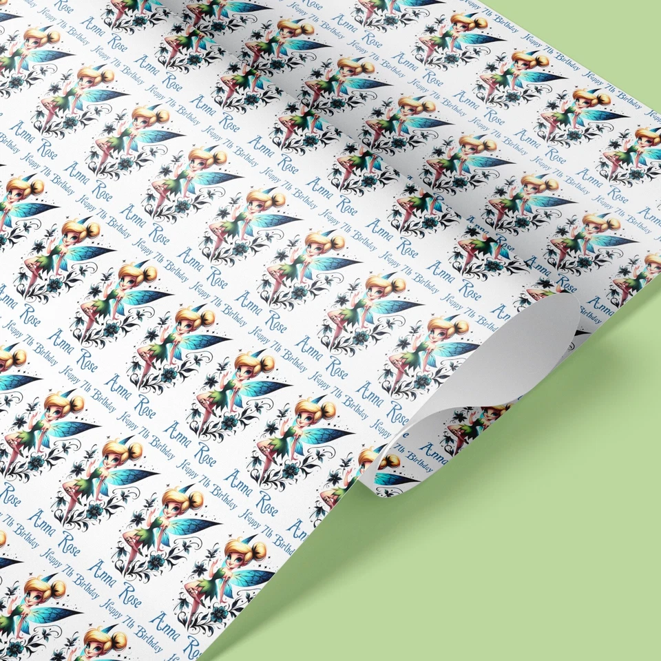 Tinkerbell Personalised Wrapping Paper – Fairy Birthday Gift Wrap for Girls 61cm - Image 4 of 4