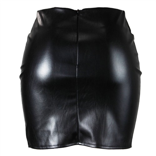 Womens Metallic Leather Mini Skirt Sexy Pencil Bodycon High Rise Skirts Clubwear - Picture 32 of 65