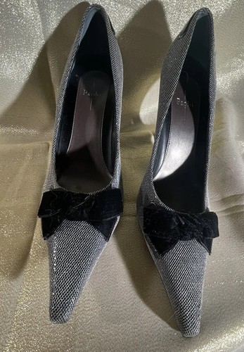 Women’s New  Stiletto Size 12 Pumps Silver W Velvet Bow Party, $50.00 - Bild 16 von 23