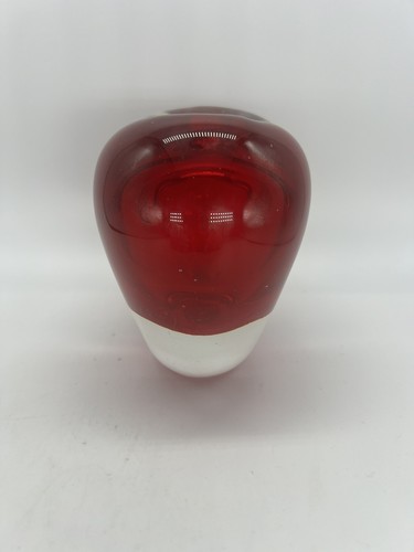 Vintage Art Glass Heavy Ruby Red Bud Vase Paperweight 4” Mother’s Day - Picture 2 of 10