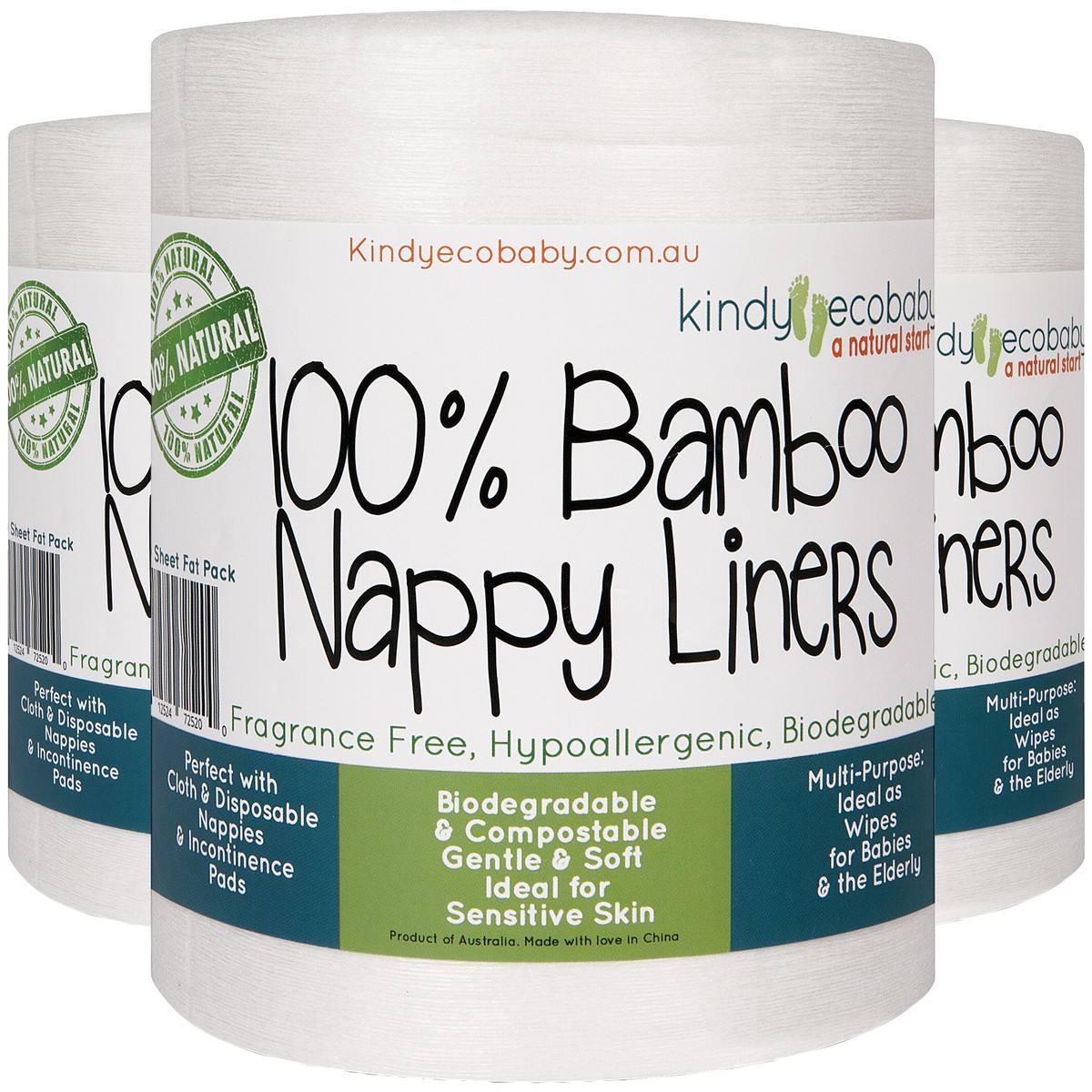 500 x Bamboo Flushable Liners, disposable Nappy Cloth Natural