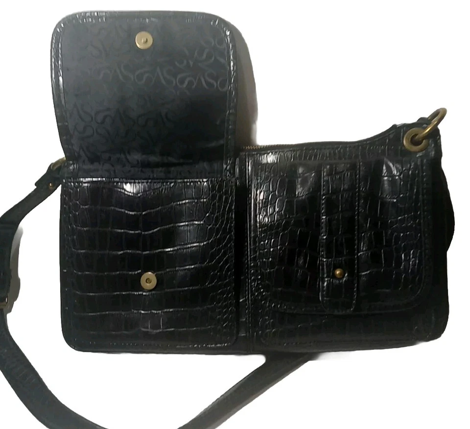 Bolso de hombro Simply Vera negro imitación cuero estampado animal Foto 3 de 4