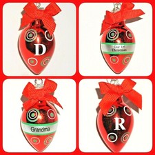 Ganz Light Up the Holidays Christmas Ornament Bulb Red Choose Initial Phrase DMG