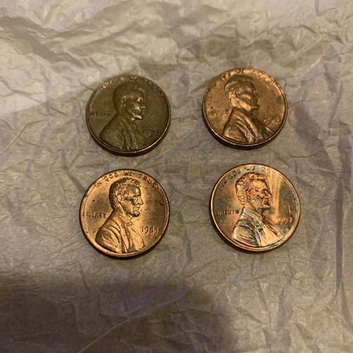 4 Lincoln Pennies 1963 D, 1963, 1985, 1992 Lincoln Cent Penny Error Rare L Rim - Bild 1 von 9