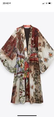 Zara Multi Patchwork Print Flowing Kimono With Full Sleeves BNWT LAST ONE - Picture 3 of 12